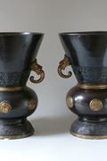 Japan, Edo period, 1681, Pair of Bronze Presentation Temple Vases